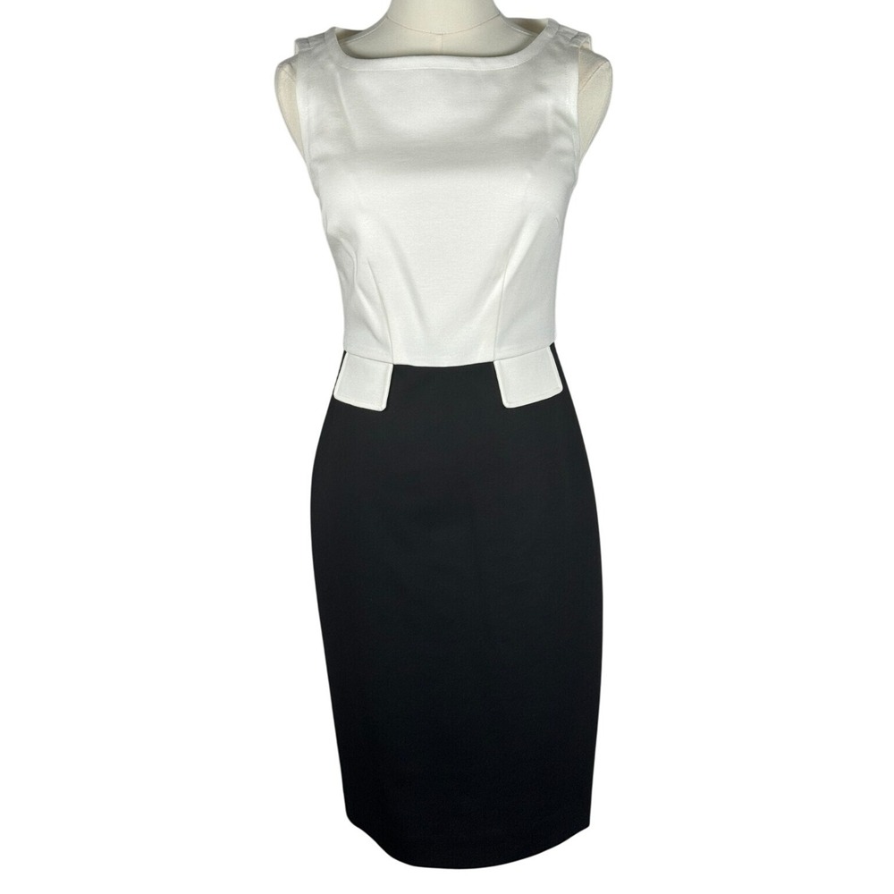 Black White Color Block Pencil Dress Cocktail Party Trina Turk Minimalist Sz 0